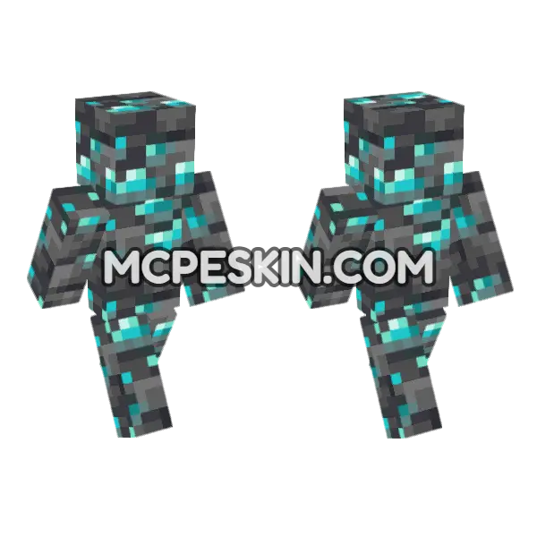 Deepslate Diamond Ore Minecraft Bedrock skin, front and back
