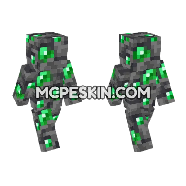 Deepslate Emerald Ore Minecraft Bedrock skin, front and back