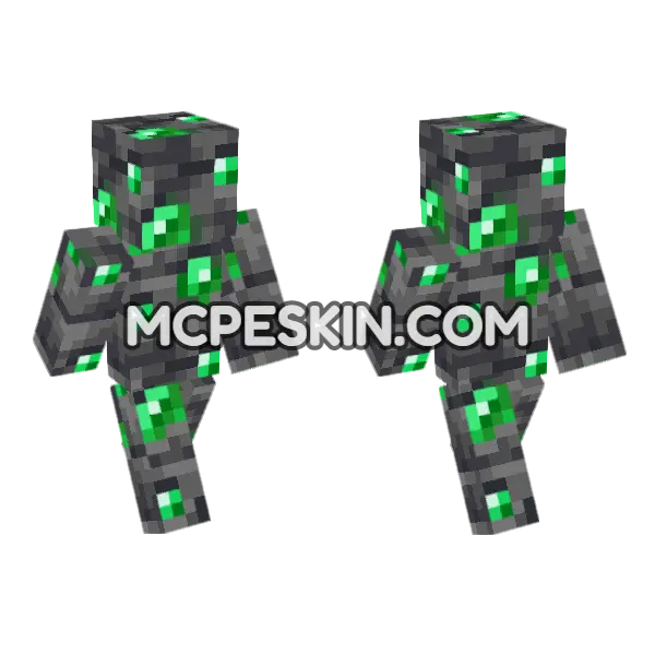 Deepslate Emerald Ore Minecraft Bedrock skin, front and back
