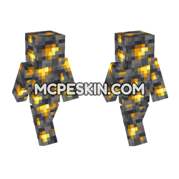 Deepslate Gold Ore Minecraft Bedrock skin, front and back