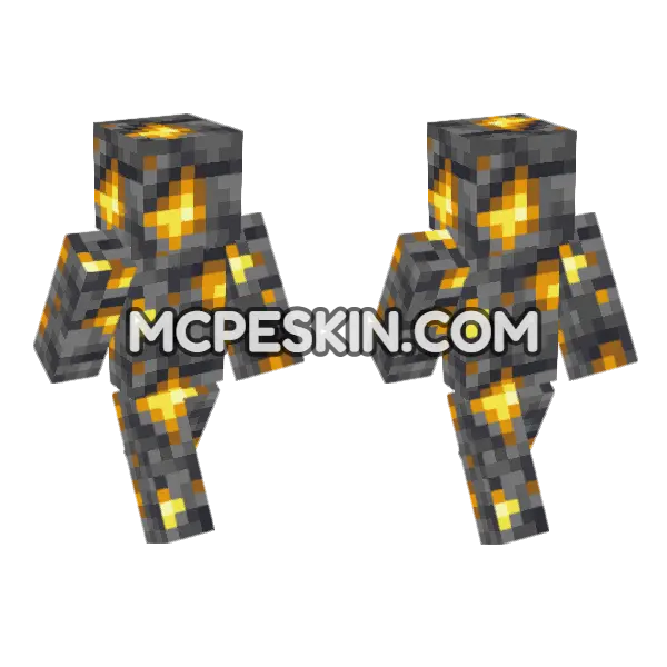 Deepslate Gold Ore Minecraft Bedrock skin, front and back