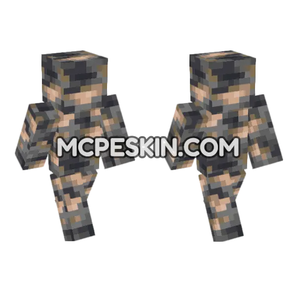 Deepslate Iron Ore Minecraft Bedrock skin, front and back