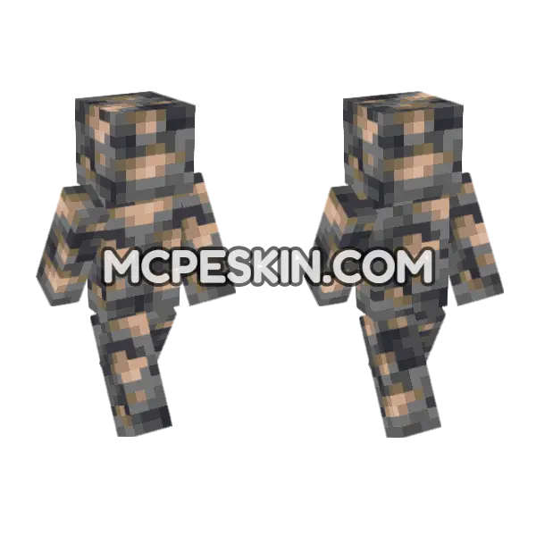 Deepslate Iron Ore Minecraft Bedrock skin, front and back