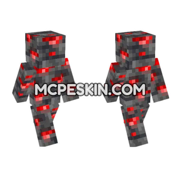 Deepslate Redstone Ore Minecraft Bedrock skin, front and back