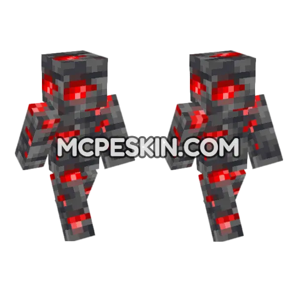 Deepslate Redstone Ore Minecraft Bedrock skin, front and back
