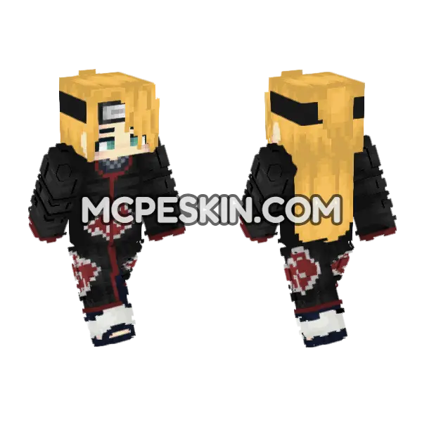 Deidara Sempai Minecraft Bedrock skin, front and back