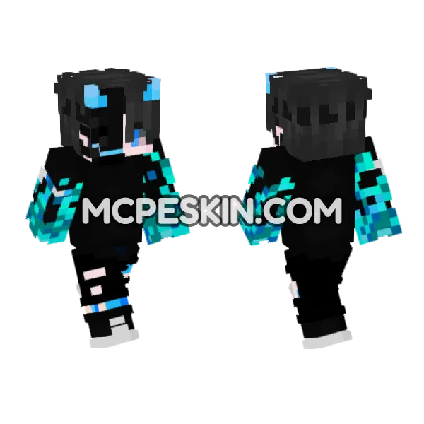Demon Blue Skin Minecraft Bedrock skin, front and back