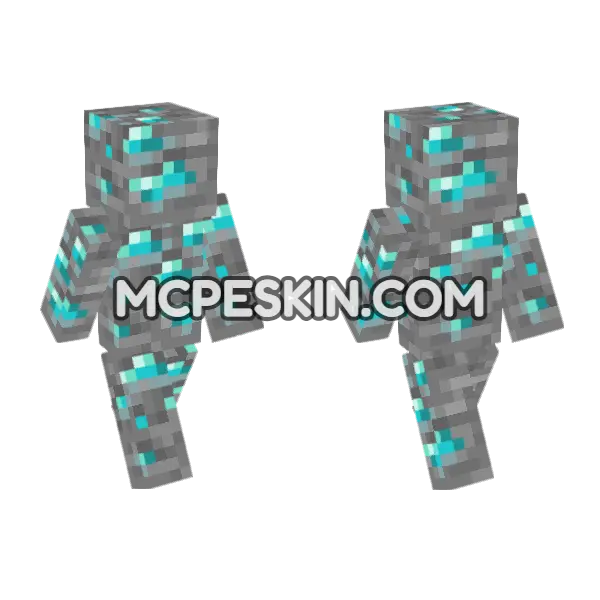 Diamond Ore Skin Minecraft Bedrock skin, front and back