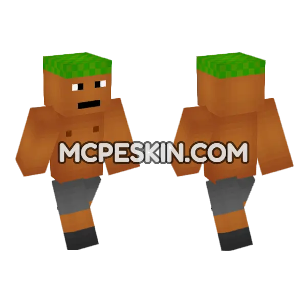 Dirt Block Man Minecraft Bedrock skin, front and back