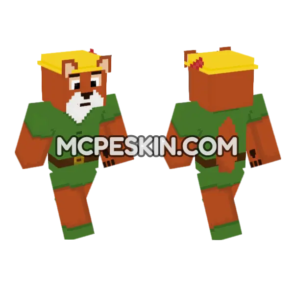 Disney Robin Hood Minecraft Bedrock skin, front and back