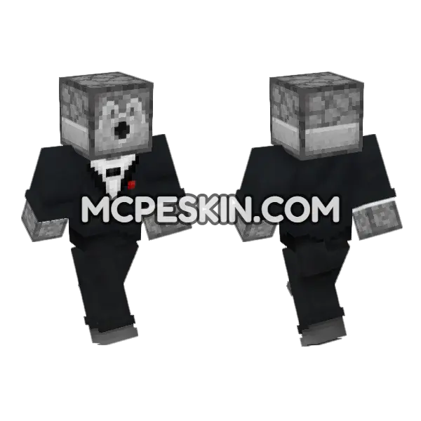 Dispenser Tuxedo Man Minecraft Bedrock skin, front and back