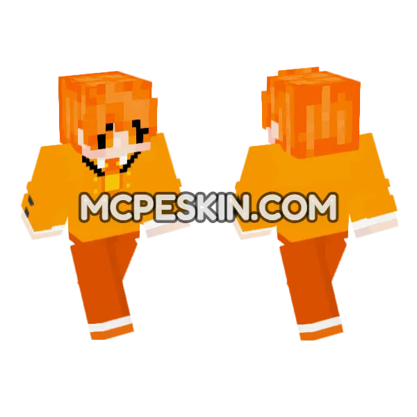 Dogday Orange Outfit Minecraft Bedrock skin, front and back