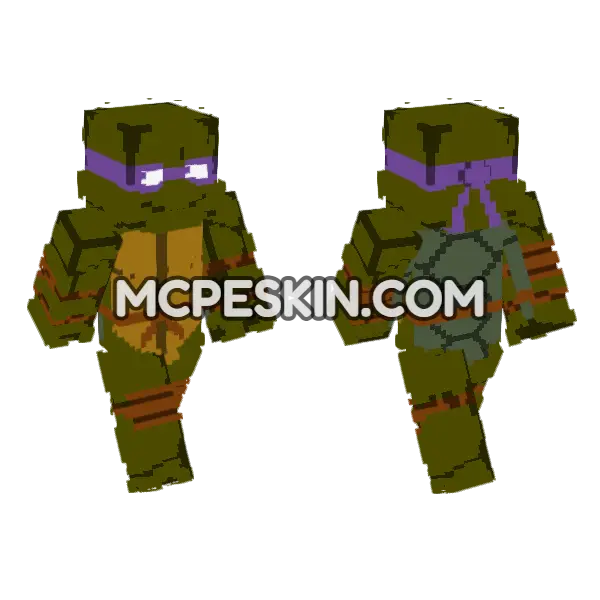 Donatello TMNT 2003 Minecraft Bedrock skin, front and back