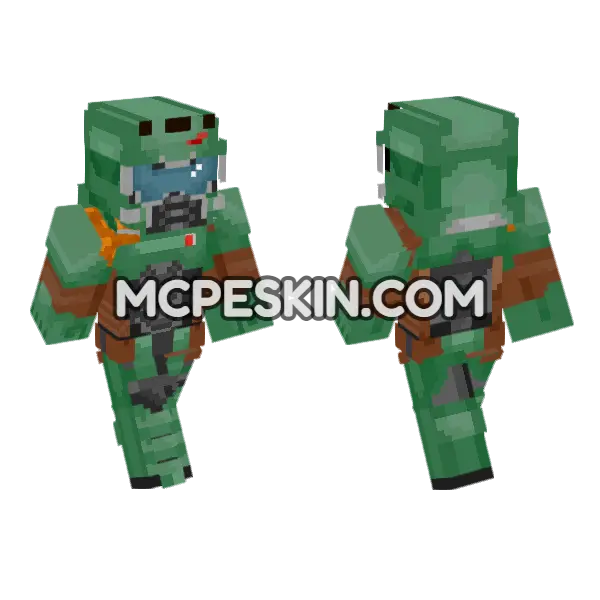 Doom Slayer Doom 2016 HD Minecraft Bedrock skin, front and back