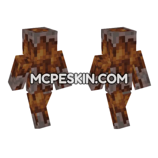 Dormant Creaking Heart Minecraft Bedrock skin, front and back