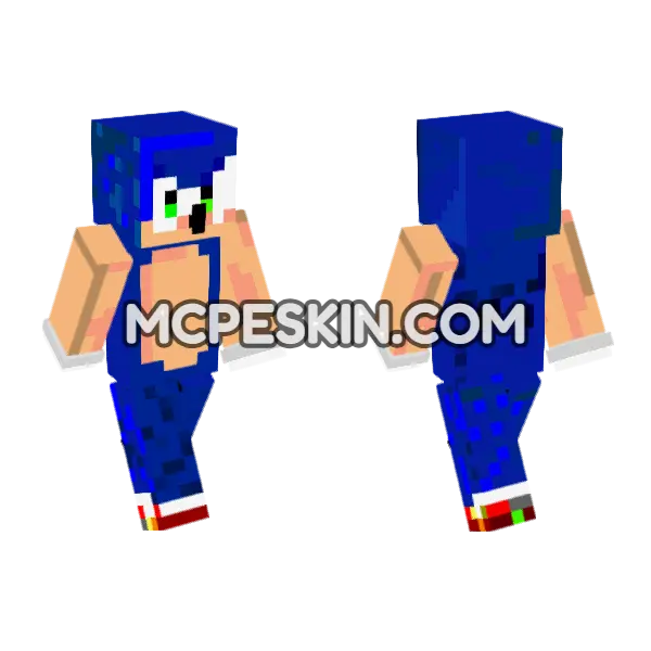 Downscaled Sonic The Hedgehog Minecraft Bedrock skin, front and back