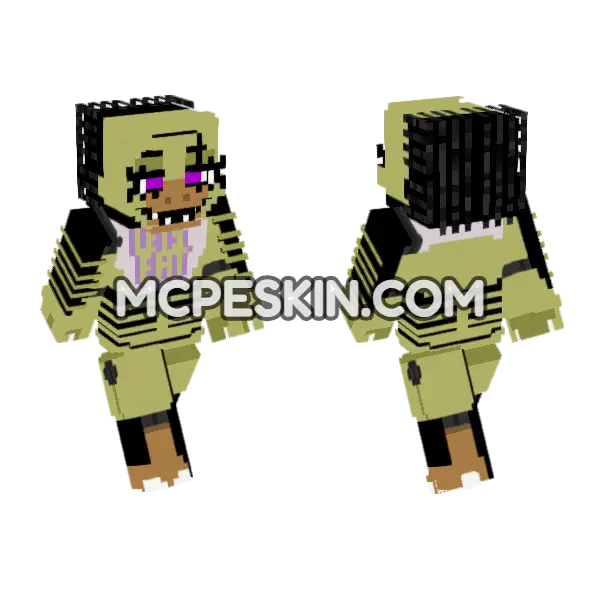 Drawkill Chica Bot Minecraft Bedrock skin, front and back