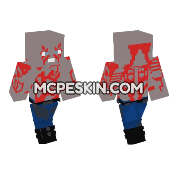 Drax The Destroyer Guardians Galaxy Minecraft Bedrock skin, front and back