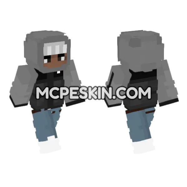 Drip Grey Hoodie Minecraft Bedrock skin, front and back