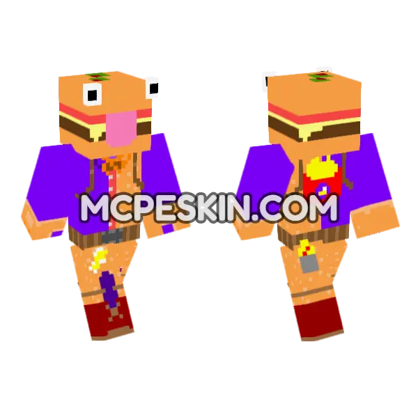 Durrr Burger Guy Minecraft Bedrock skin, front and back