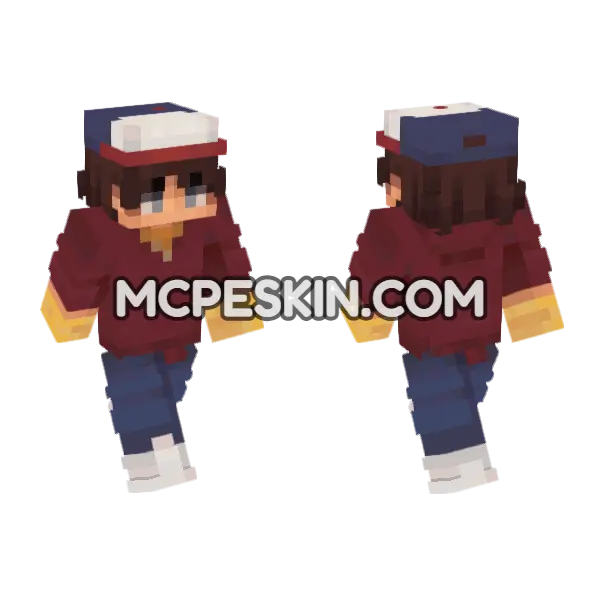 Dustin Season 2 Minecraft Bedrock skin, front and back