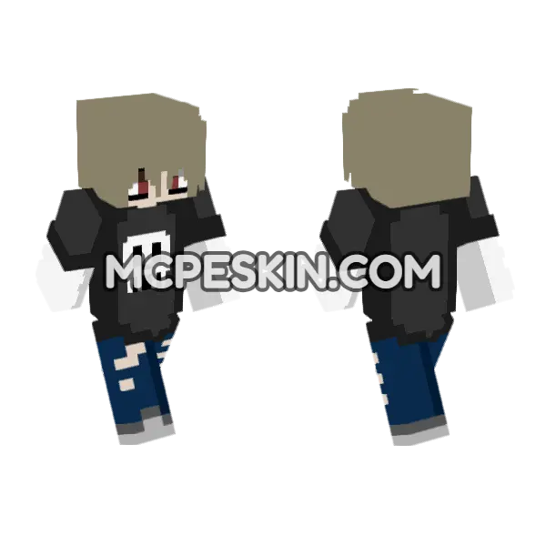 Early 2000s Emo Boy Minecraft Bedrock skin, front and back