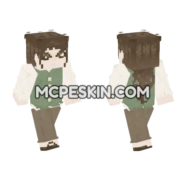 Earthy Cottagecore Vest Outfit Minecraft Bedrock skin, front and back