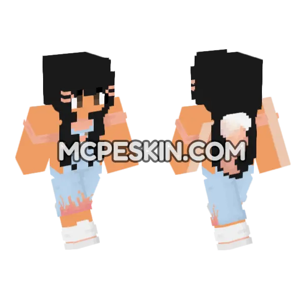 Eev In Fox Overalls Minecraft Bedrock skin, front and back