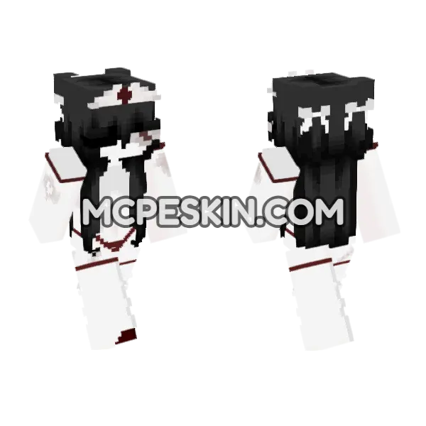 Egirl Nurse Skin Minecraft Bedrock skin, front and back