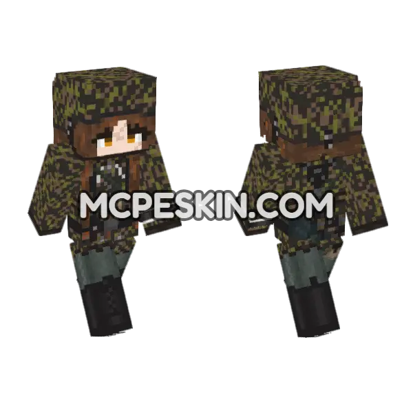 Eichenlaubmuster Parka Fem Minecraft Bedrock skin, front and back