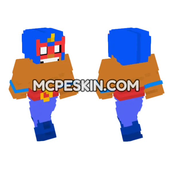 El Primo Wrestler Minecraft Bedrock skin, front and back