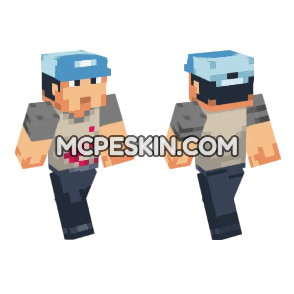 Ellis Blue Cap Minecraft Bedrock skin, front and back