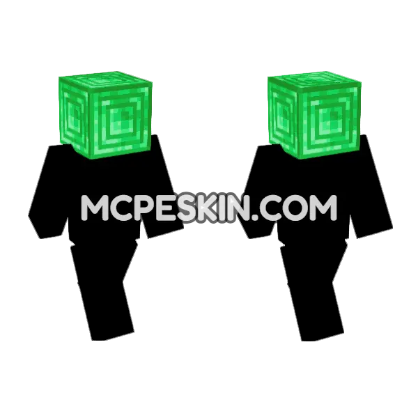 Emerald Block Minecraft Bedrock skin, front and back