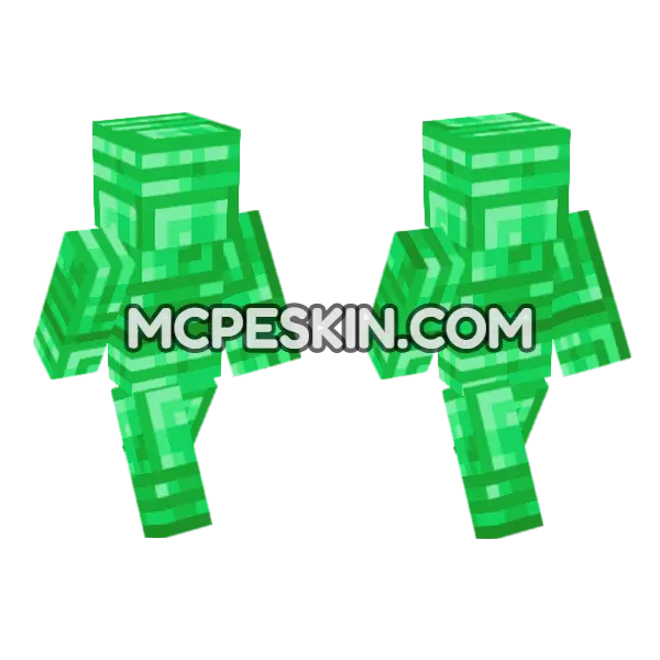 Emerald Block Skin Minecraft Bedrock skin, front and back