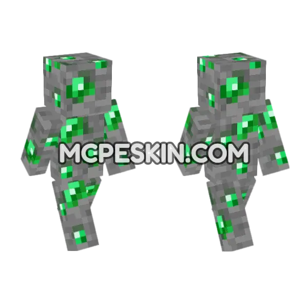 Emerald Ore Skin Minecraft Bedrock skin, front and back