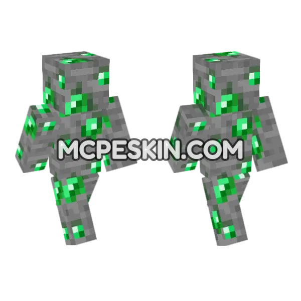 Emerald Ore Skin Minecraft Bedrock skin, front and back