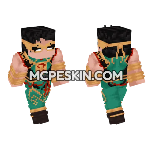 Emerald Warrior Minecraft Bedrock skin, front and back