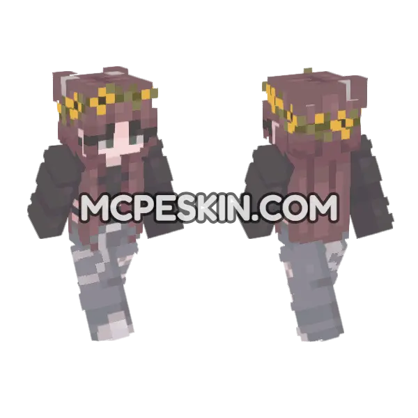 Emilly Flower Crown Minecraft Bedrock skin, front and back