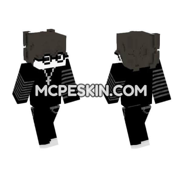 Emo Boy With Glasses Minecraft Bedrock skin, front and back