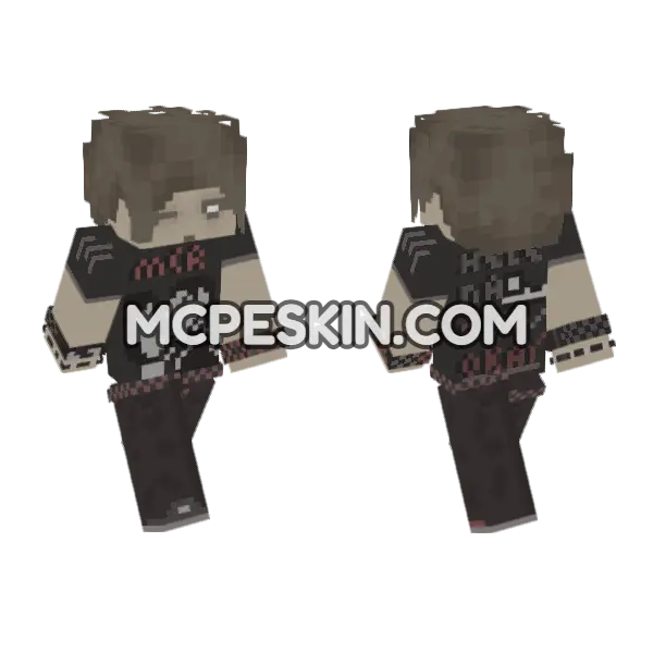 Emo Scene Boy My Chemical Romance Outfit Minecraft Bedrock skin, front and back