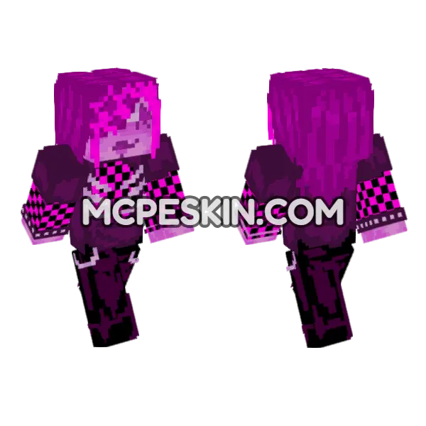 Emo Scene Girl Missing Textures Minecraft Bedrock skin, front and back