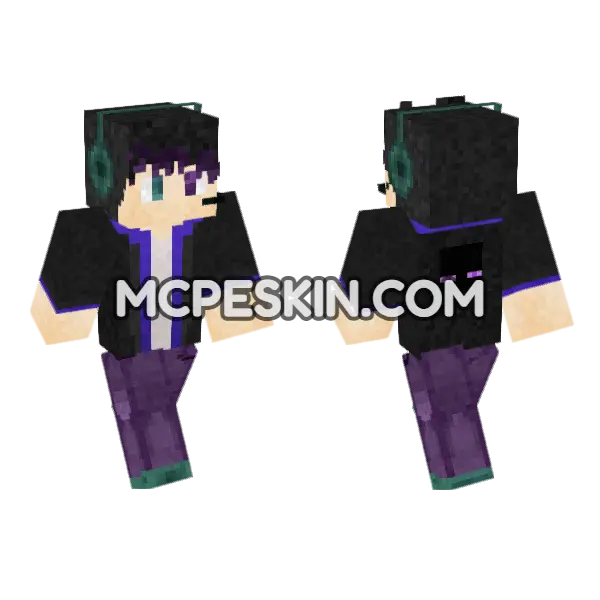 Ender Gamer Minecraft Bedrock skin, front and back