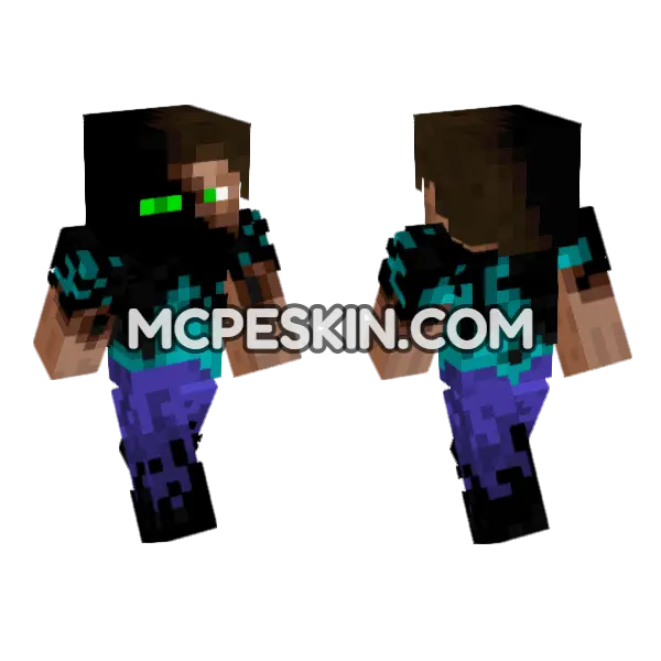 Ender Steve Minecraft Bedrock skin, front and back
