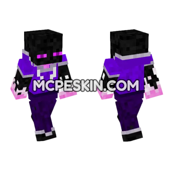 Enderman Hoodie Minecraft Bedrock skin, front and back