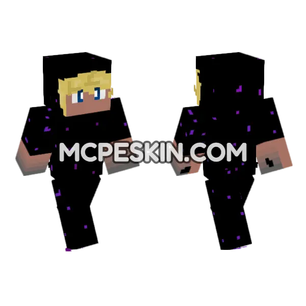 Enderman Hoodie Boy Minecraft Bedrock skin, front and back