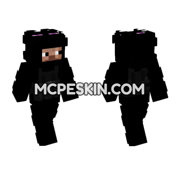 Enderman Steve Minecraft Bedrock skin, front and back