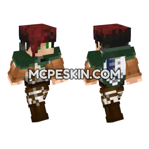 Erenblaze Attack On Titan Minecraft Bedrock skin, front and back
