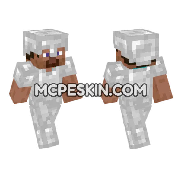 Fake Iron Steve Minecraft Bedrock skin, front and back