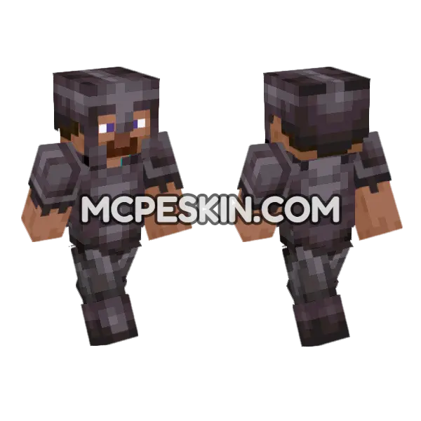 Fake Netherite Steve Minecraft Bedrock skin, front and back