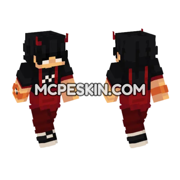 Felix Red Outfit Minecraft Bedrock skin, front and back